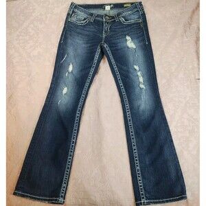 Silver Jeans Berkley Surplus Boot Cut Distressed Stretch Size 8 W29/L31